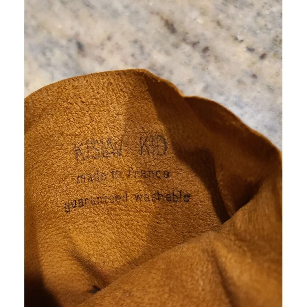 Vintage Size S Brown Leather Gloves Fake Bloody Horror Costume Slashed Worn